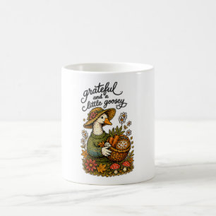 Caneca De Café Design de Ação de Graças Grato e um Pouco Ganso
