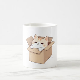 Caneca De Café Design de Adesivo Kawaii de Gato Fofo em uma Caixa
