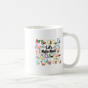 Caneca De Café Design de alfabeto fofo para professor de música h