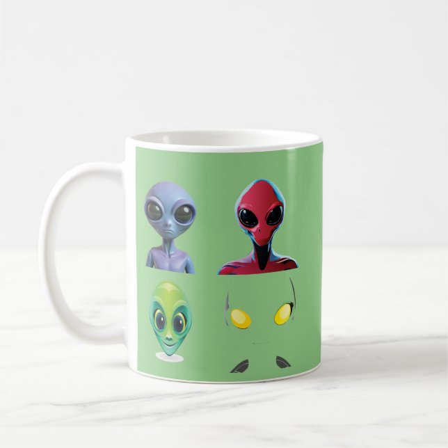 Caneca De Café Design de Alienígena 3D exclusivo (Esquerda)