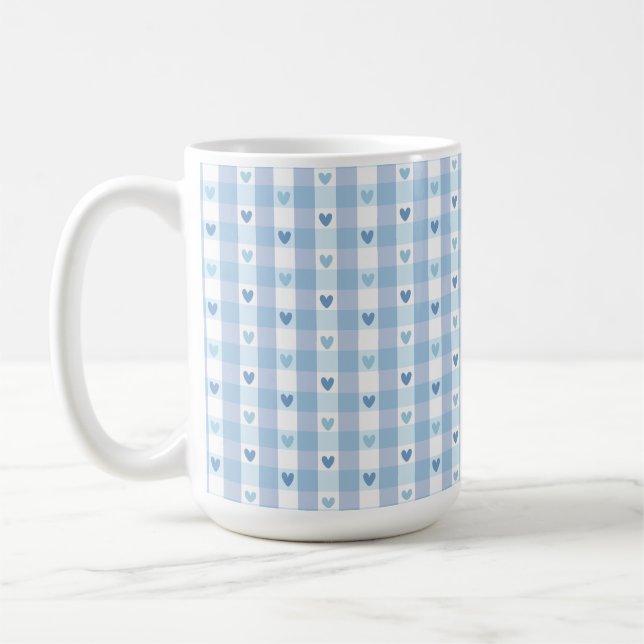 Caneca De Café Design de Amor Xadrez Pastel Fofo (Esquerda)