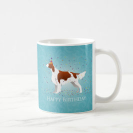 Caneca De Café Design de aniversário branco e vermelho irlandês