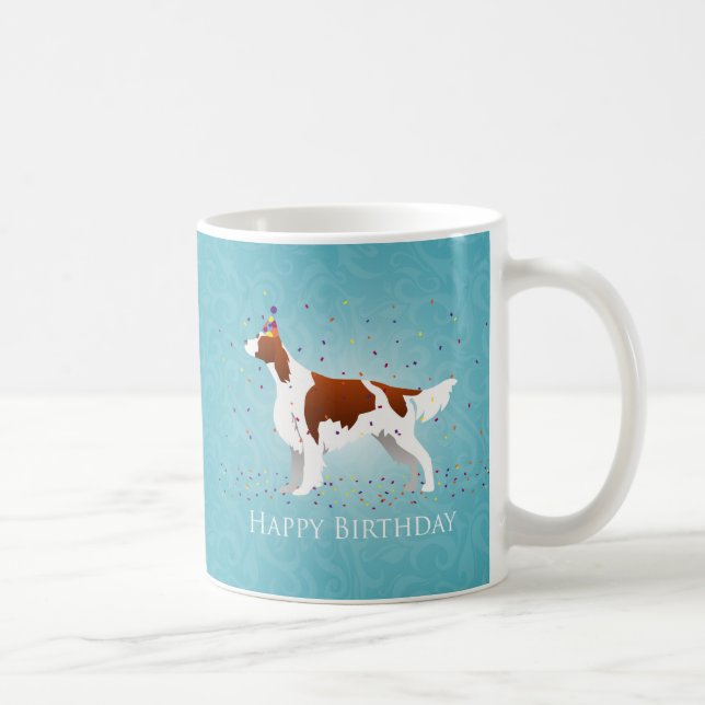 Caneca De Café Design de aniversário branco e vermelho irlandês (Direita)