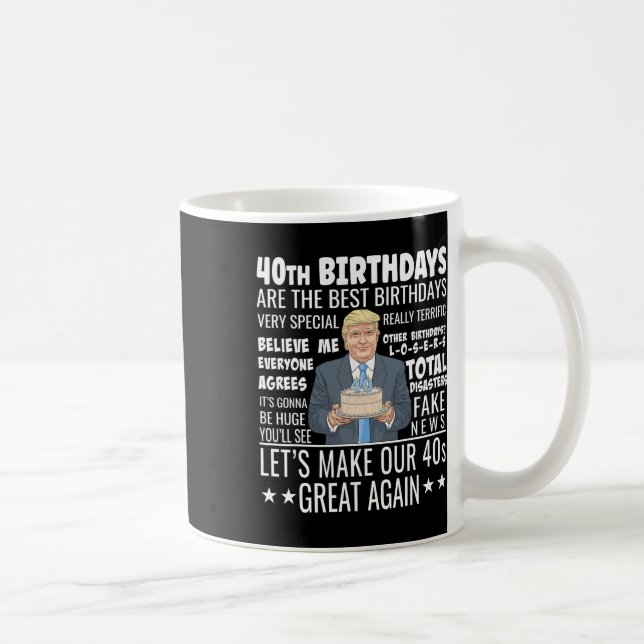 Caneca De Café Design de Aniversário de 40 Anos - Presente de Ani (Direita)