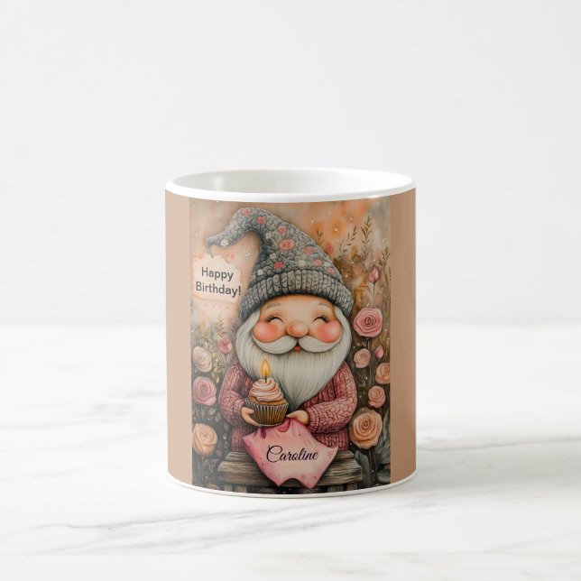Caneca De Café Design de aniversário de Gnome personalizável (Centro)