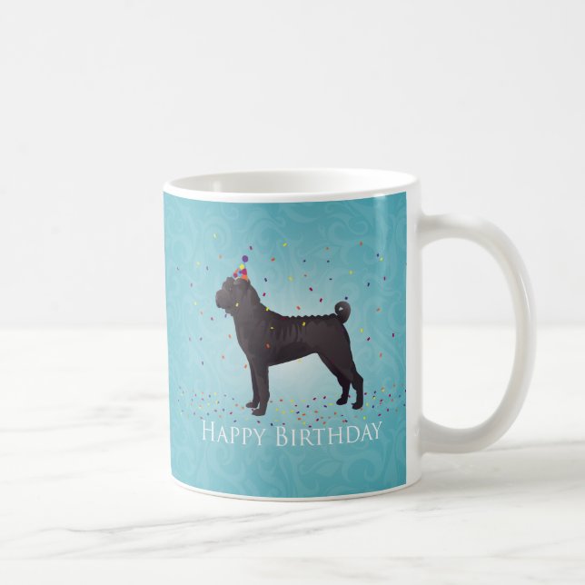Caneca De Café Design de Aniversário do Shar Pei Negro (Direita)