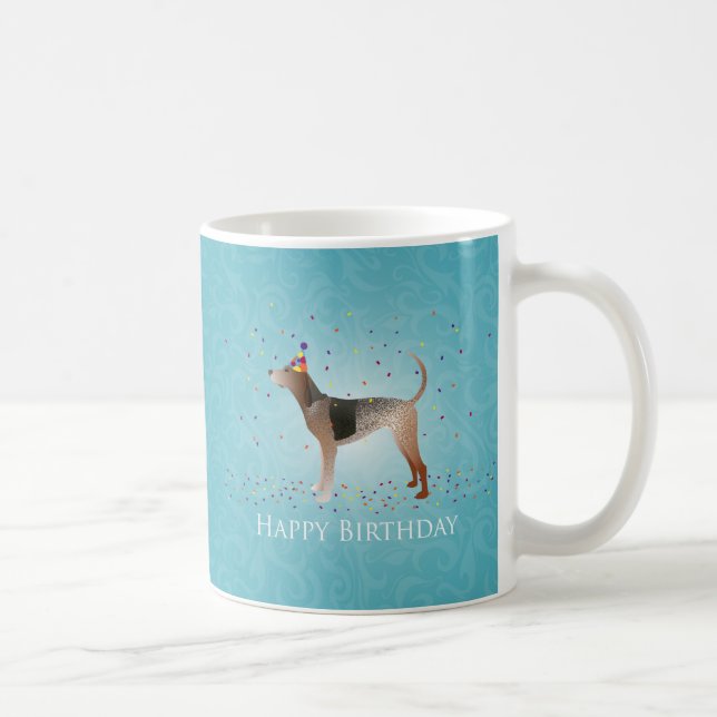 Caneca De Café Design de Aniversário Feliz do Coonhound Americano (Direita)
