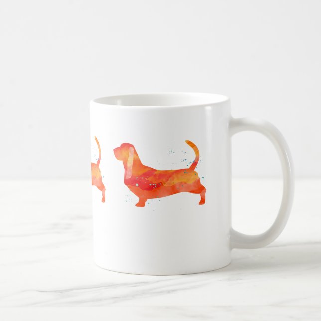 Caneca De Café Design de Aquarela de Hound Basset (Direita)