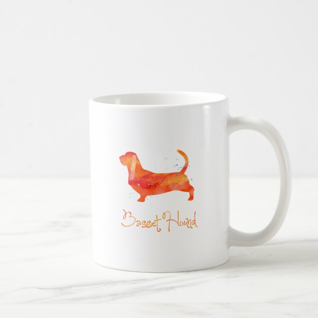 Caneca De Café Design de Aquarela de Hound Basset (Direita)