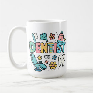 Caneca De Café Design de Arte de Palavra Bonita Dentista