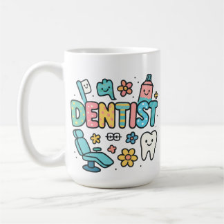Caneca De Café Design de Arte de Palavra Bonita Dentista