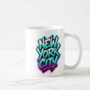 Caneca De Café Design de Arte Nova Iorque Neon Grafite