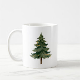 Caneca De Café Design de Árvore de Natal Minimalista