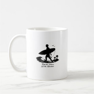 Caneca De Café Design de Aventura Silhueta de Surf Cavalgar as On