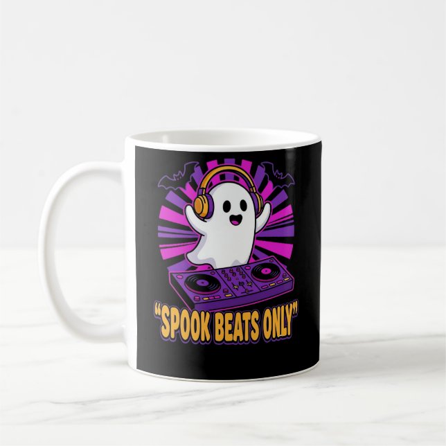 Caneca De Café Design de Batidas de Halloween de DJ Fantasma Assu (Esquerda)