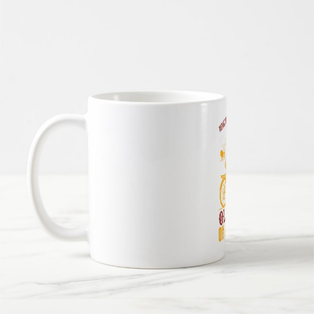 Caneca De Café Design de Biker Antigo | Bicicleta | nunca subesti (Esquerda)