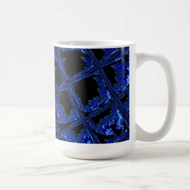 Caneca De Café Design de Bloco Azul e Preto (Direita)