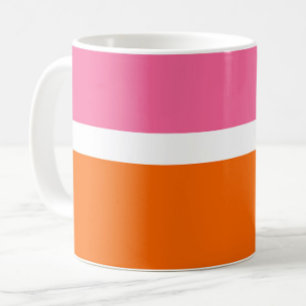 Caneca De Café Design de Bloco de Cor Laranja Branco Cor Simples