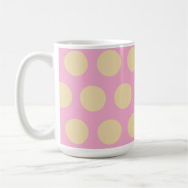 Caneca De Café Design de Bolinhas Retrô Rosa e Amarelo