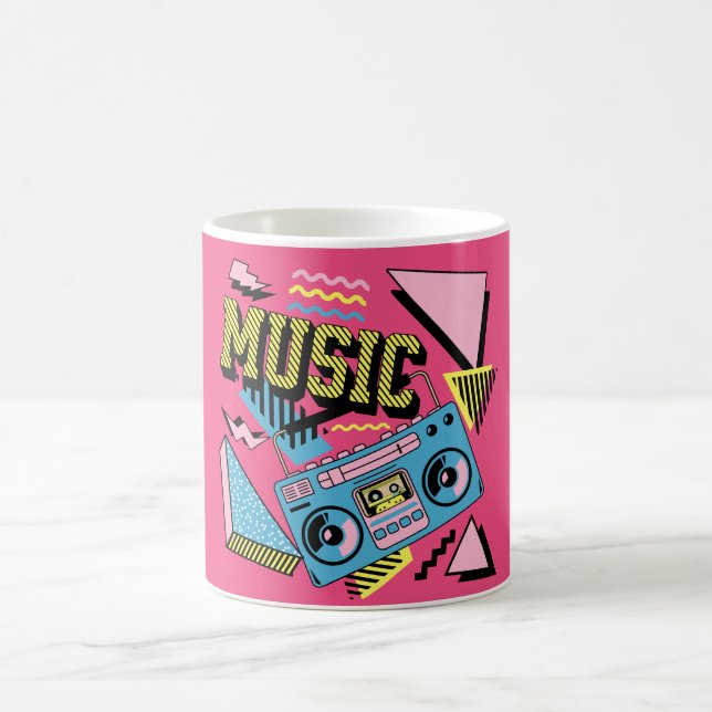 Caneca De Café Design de boombox de música com estilo retro (Centro)