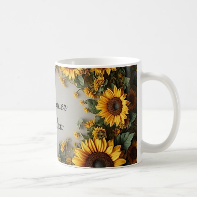 Caneca De Café Design de Buquê Floral de Girassóis Rústicos (Direita)