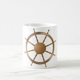 Caneca De Café Design de Bússola de Roda de Navio Náutico Vintage