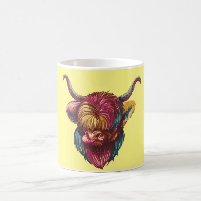 Caneca De Café Design de cabeça de arco-íris engraçado de vaca da (Centro)