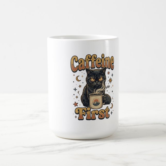 Caneca De Café Design de Café da Manhã do Gato Preto (Centro)