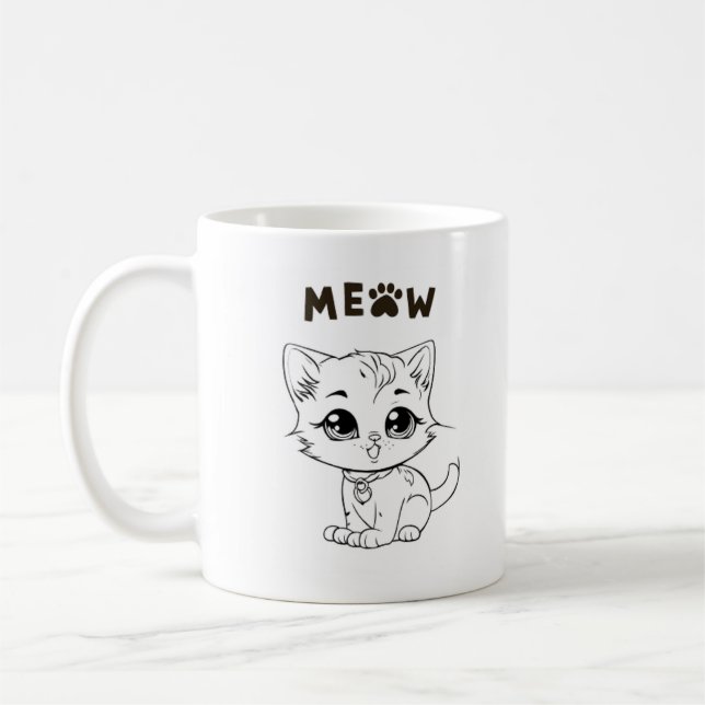 Caneca De Café Design de café de gato bonito (Esquerda)