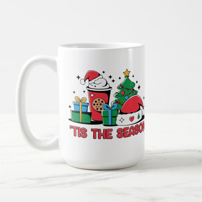 Caneca De Café Design De Café De Natal Com Elementos Festivos (Esquerda)