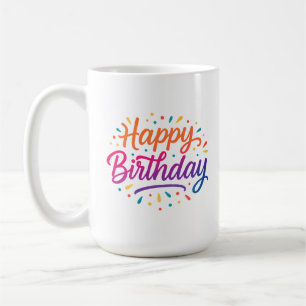 Caneca De Café Design de Caligrafia de Aniversário Elegante