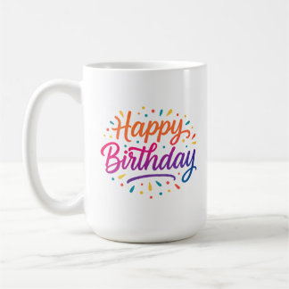 Caneca De Café Design de Caligrafia de Aniversário Elegante