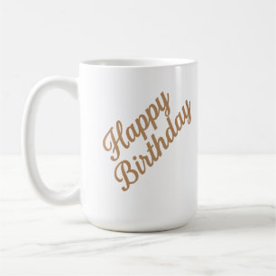 Caneca De Café Design de Caligrafia de Aniversário Elegante