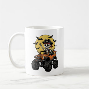 Caneca De Café Design de caminhão monstro de esqueleto pirata de 
