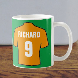 Caneca De Café Design de camisa de futebol em dourado antigo.