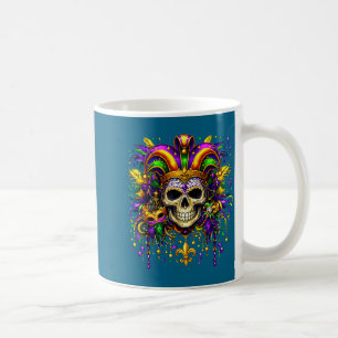 Caneca De Café Design de Carnaval de Mardi Gras com Crânio de Açú