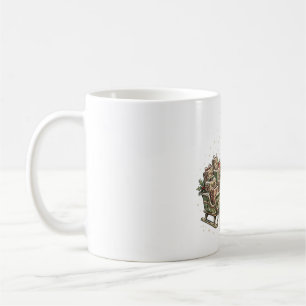 Caneca De Café Design de cartão de Natal retrô com trenó de rena