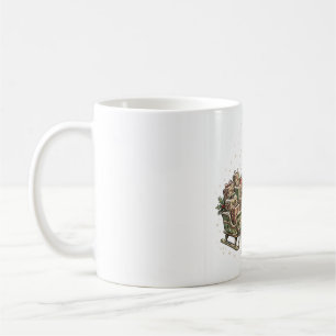 Caneca De Café Design de cartão de Natal retrô de trenó de rena v