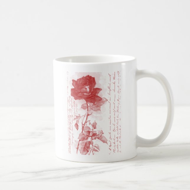 Caneca De Café Design de Cartão Postal rosa vermelha (Direita)