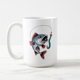 Caneca De Café Design de Cartoon de Pesca Engraçado