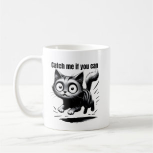 Caneca De Café Design de Cartoon Engraçado de Gato Louco