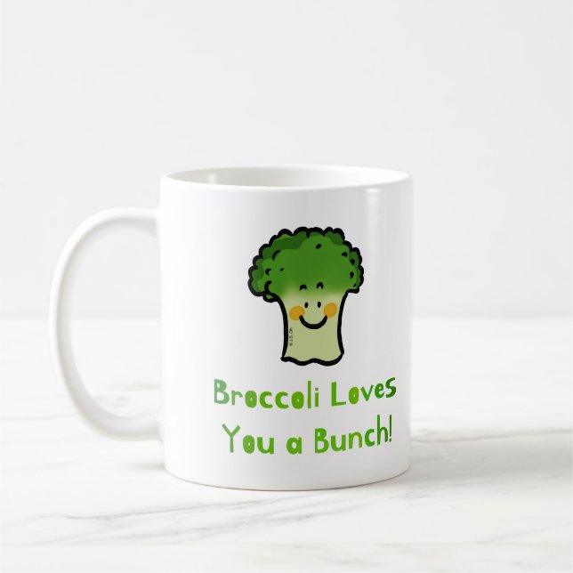 Caneca De Café Design de Cartoons de Broccoli Bonito (Esquerda)