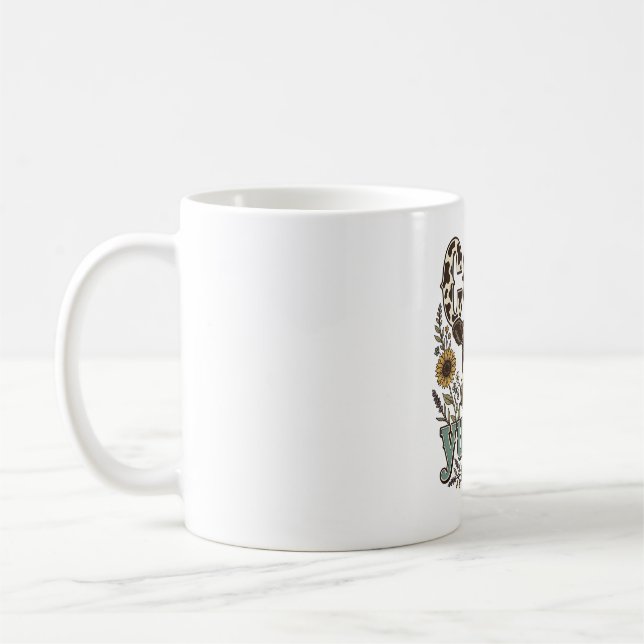 Caneca De Café Design de Casa de Campo de Girassol Yunkie de Vaca (Esquerda)