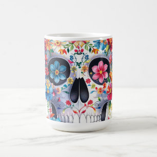 Caneca De Café Design de Caveira Floral
