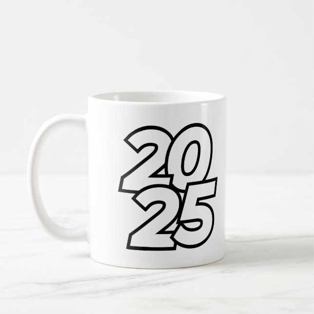 Caneca De Café Design de Celebração de Ano Novo na moda 2025 com  (Esquerda)