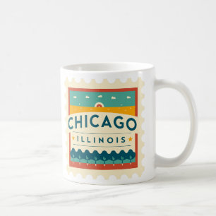 Caneca De Café Design de Chicago Illinois Vintage
