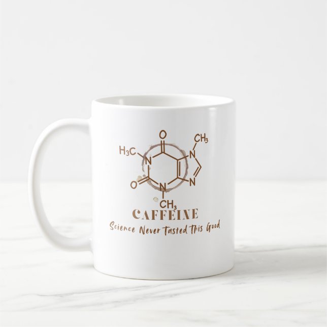 Caneca De Café Design de Ciência do Café Divertido com Cafeína (Esquerda)