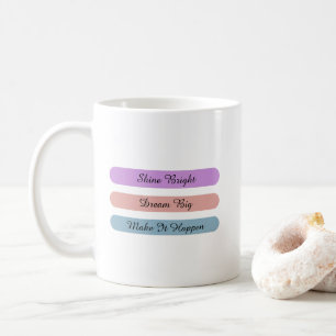 Caneca De Café Design de Citação Motivacional Pastel Personalizad