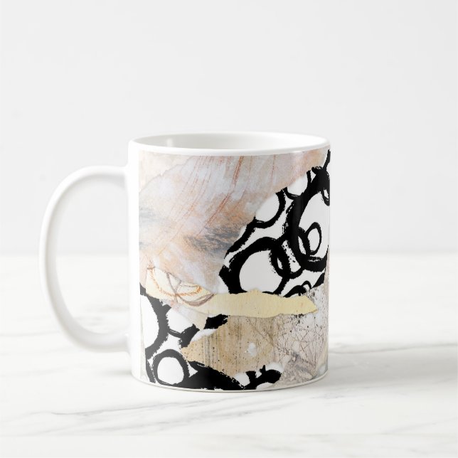 Caneca De Café Design de Colagem Abstrata Elegante Neutra (Esquerda)