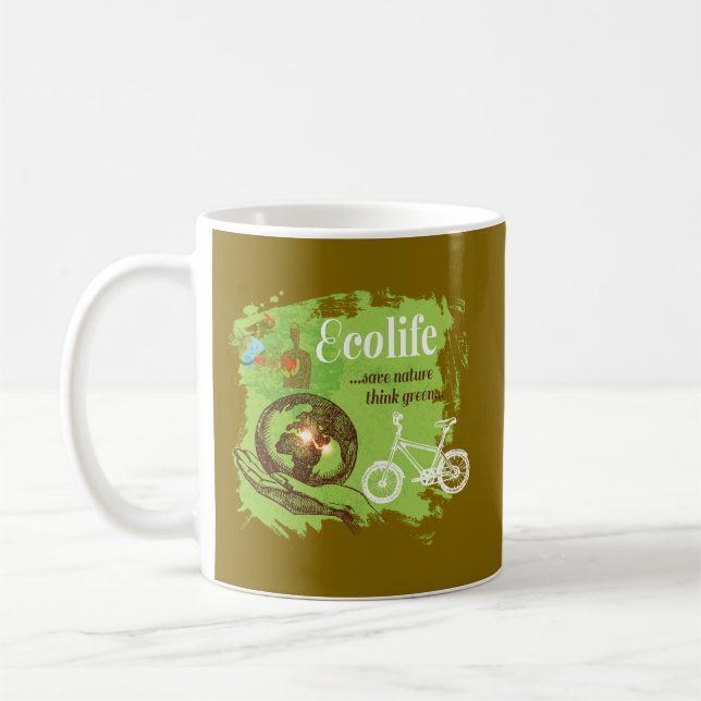 Caneca De Café Design de Consciência Ambiental para Amantes da Na (Esquerda)